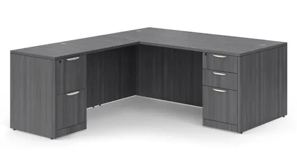 L-Desk 66in W x 66in D with 2 Pedestals