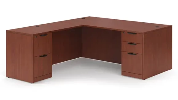 L-Desk 66in W x 72in D with 2 Pedestals
