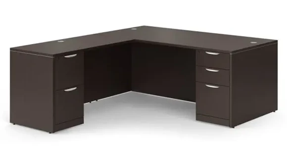 L-Desk 66in W x 78in D with 2 Pedestals