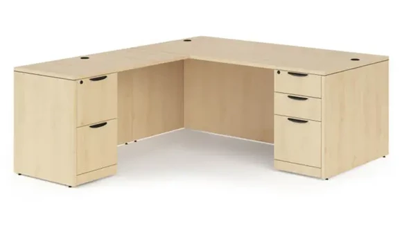 L-Desk 72in W x 77in D with 2 Pedestals