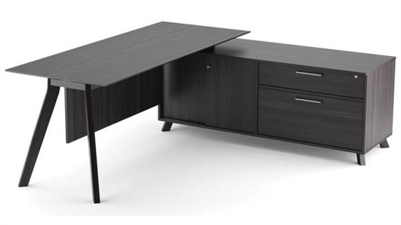 60in x 63in L Shaped Desk with Door and Drawer Storage