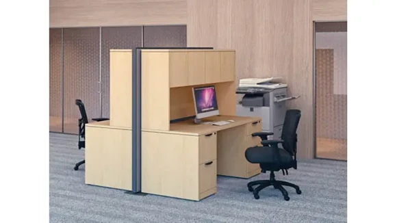 Workstation 66in W x 62in D with 2 Pedestals and Upholstered Panel