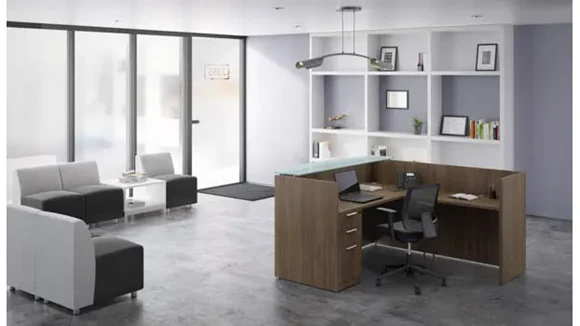 L-Desk Reception Desk 72in W x 72in D with 1 Pedestal
