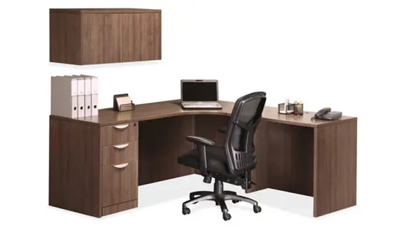 L-Desk 66in W x 66in D with Credenza and 1 Pedestal