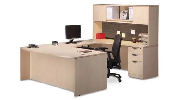 Bow-Front U-Desk 72in W x 112in D with Locking Pedestals