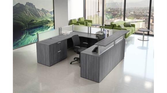 U-Shaped Work Station with Reception Transaction Top