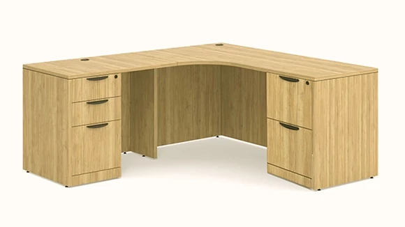 72in x 66in Double Pedestal L-Desk with Corner Extention
