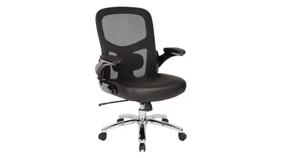Big and Tall Task Chair with Mesh Back and Leather Seat