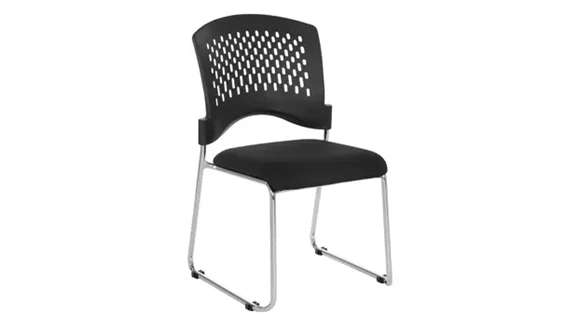 Armless Stack Chair with Sled Base and Fabric Seat