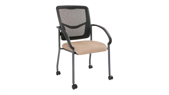 Mesh Back Guest Chair with Casters and Enhanced Fabric Seat