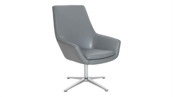 Faux Leather Swivel Swoop Guest Chair with Aluminum Base