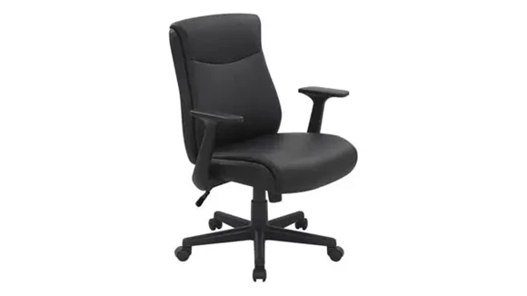 Mid Back Faux Leather Manager Chair with Flip Up Arms