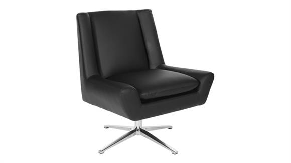 Faux Leather Swivel Guest Chair with Aluminum Base