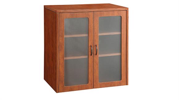36in W Wood Framed Glass Door Storage Cabinet