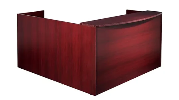 L-Desk Reception Desk 72in W x 77in D with Hanging Pedestal