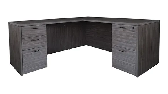 L-Desk 66in W x 78in D with 2 Pedestals