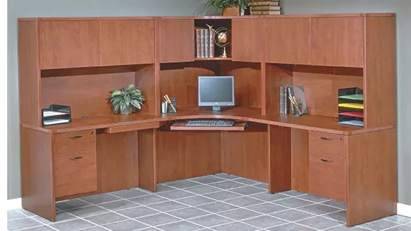 Corner Desk 90in W x 90in D with 2 Pedestals and Hutch