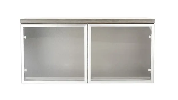 Desk Hutch 36in W x 15in D x 17in H with 2 Glass Doors