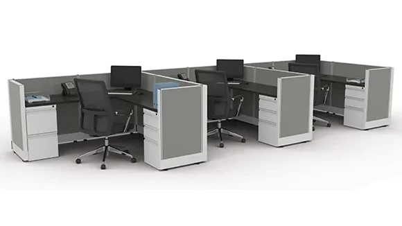 Cubicle 216in W x 72in D with 2 Pedestals