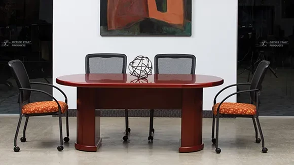 6ft Wood Veneer Racetrack Conference Table