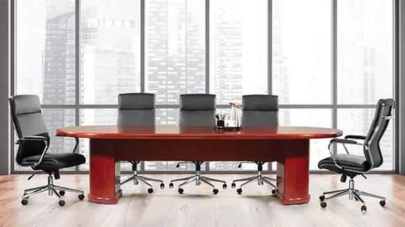 10ft Wood Veneer Racetrack Conference Table