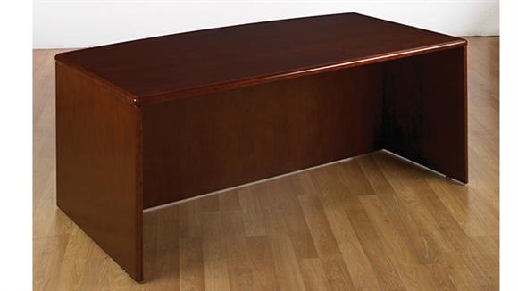 72in x 39in Bow Front Wood Veneer Desk Shell