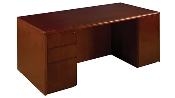 66in x 30in Double Pedestal Wood Veneer Desk