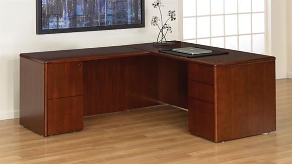 66in x 78in Double Pedestal Wood Veneer L-Desk