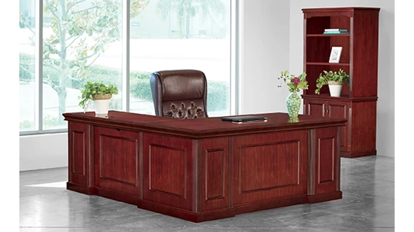 72in x 84in Double Pedestal Wood Veneer L-Desk