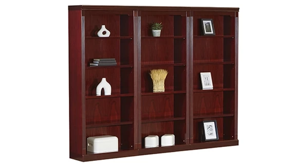 3 Section Wood Veneer Open Bookcase Wall Unit