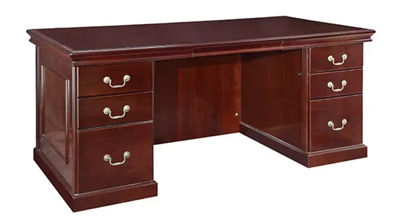 66in x 30in Double Pedestal Wood Veneer Desk