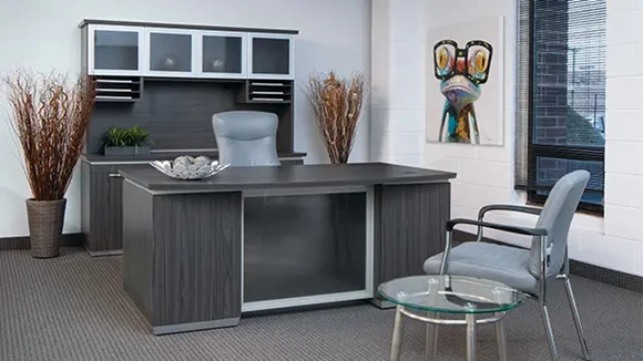 Office Suite with Bow-Front Desk and Credenza