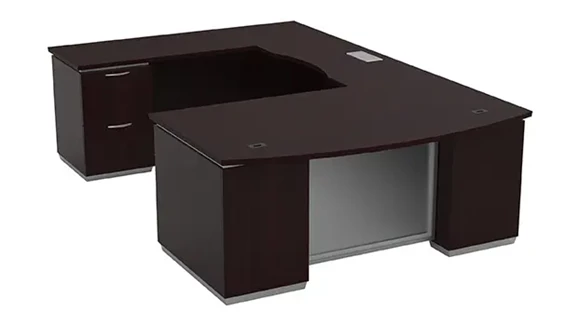 Bow-Front U-Desk 72in W x 114in D with 2 Pedestals