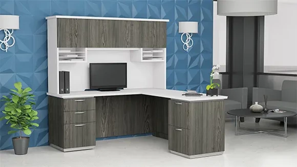 Credenza 72in W x 72in D x 72in H with 2 Pedestals