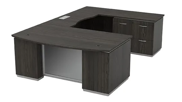 Bow-Front U-Desk 72in W x 114in D with 2 Pedestals