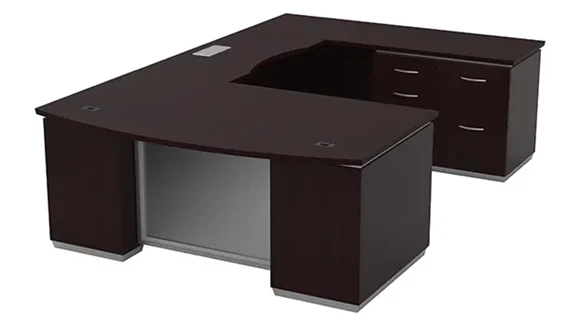 Bow-Front U-Desk 72in W x 114in D with 2 Pedestals