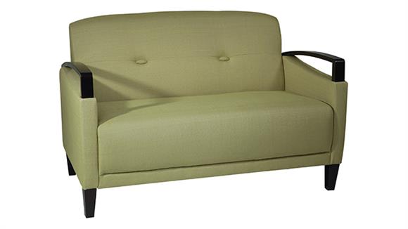Loveseat with Espresso Wood Accents and Enhanced Fabrics