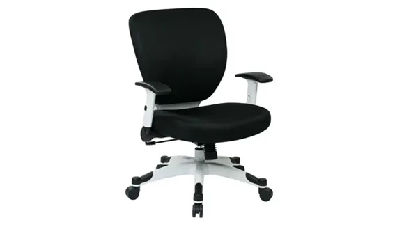 Task Chair White Frame Fabric Seat Adjustable Flip Arms