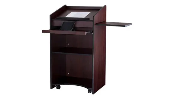 Lectern 25in W x 20in D x 46in H with 2 Shelves