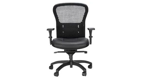 High-Back Task Chair with Mesh Back and Leather Seat