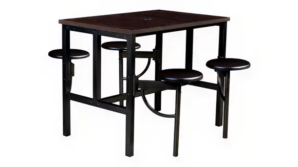 Standing Height Collaborative Table 48in x 31in with 4 Wood Swivel Stools