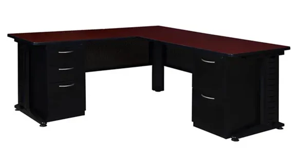 L-Desk 66in W x 72in D with 2 Pedestals
