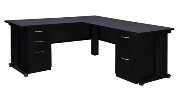 L-Desk 66in W x 78in D with 2 Pedestals