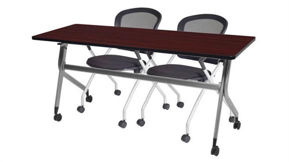 48in x 24in Flip Top Mobile Training Table & 2 Nesting Chairs