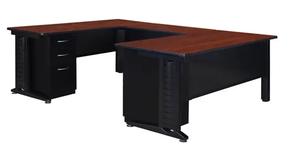 Steel U-Desk 66in W x 96in D with 2 Pedestals