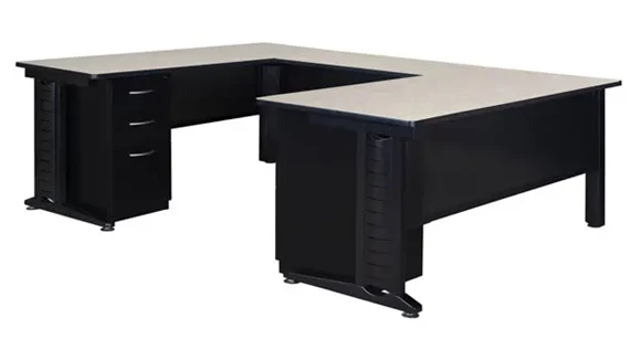 Steel U-Desk 72in W x 102in D with 2 Pedestals