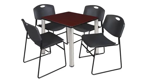 Cafeteria Table 30in Square with 4 Stack Chairs