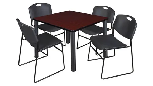 Cafeteria Table 36in Square with 4 Stack Chairs