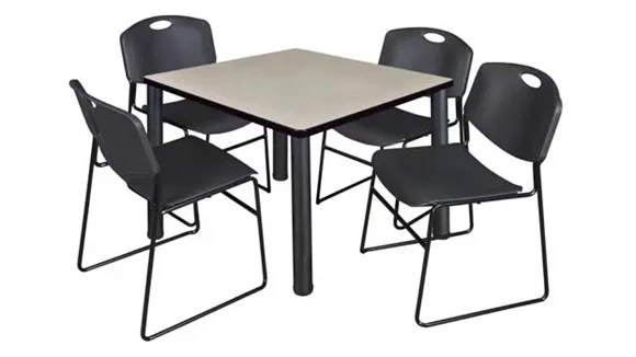 Cafeteria Table 36in Square with 4 Stack Chairs