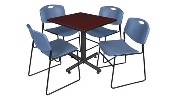 Cafeteria Table 30in Square with 4 Stack Chairs